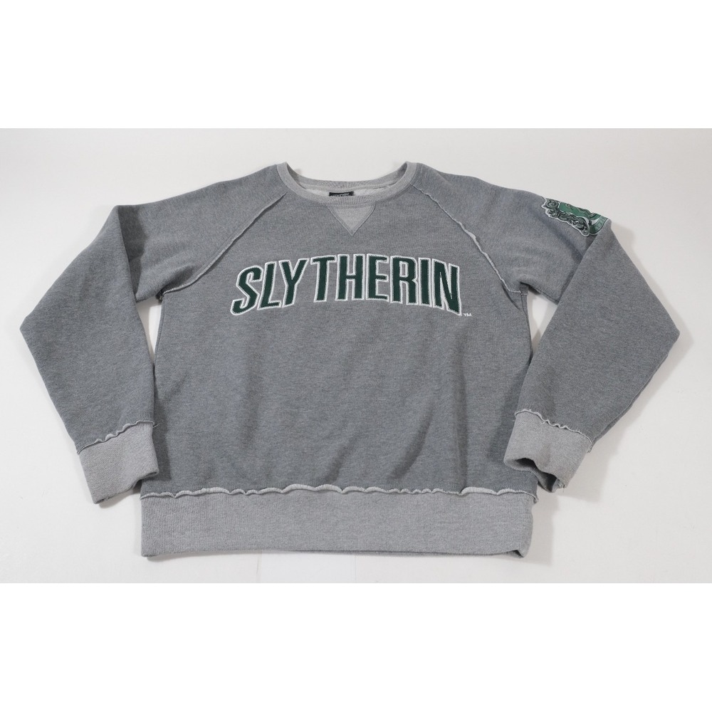 Universal Studios Sweatshirt Womens S Gray Slytherin Harry Potter Raw Seam Crest